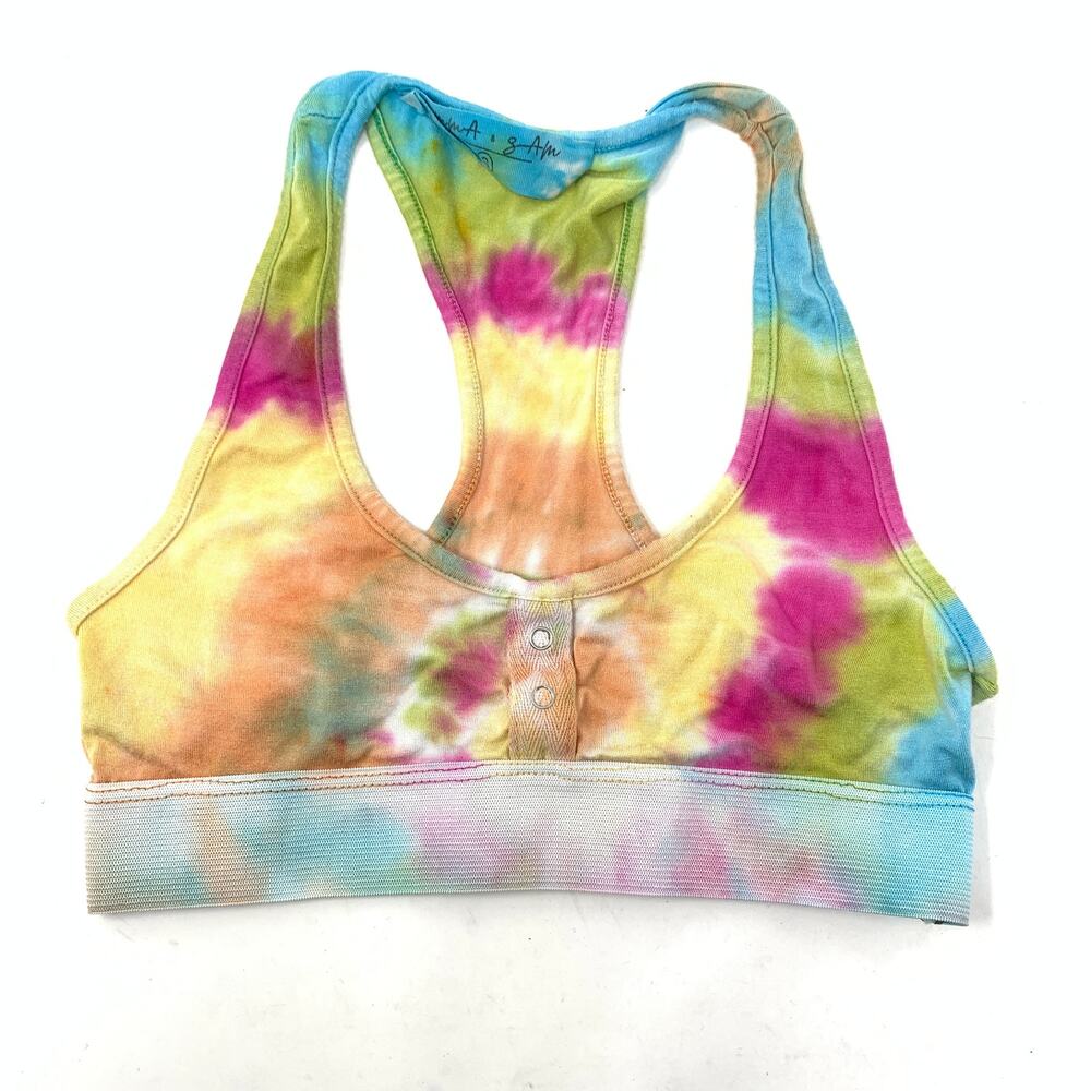 Emma And Sam Bra Women's Size Small Rainbow Tie Dye Cotton Bralette Racerback